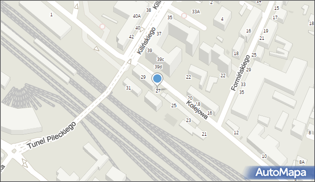 Siedlce, Kolejowa, 27, mapa Siedlce