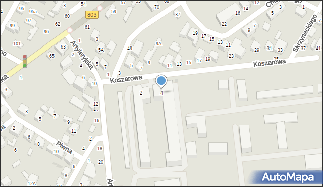 Siedlce, Koszarowa, 4, mapa Siedlce