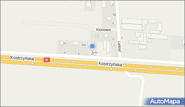 Siedlec, Kostrzyńska, 10, mapa Siedlec