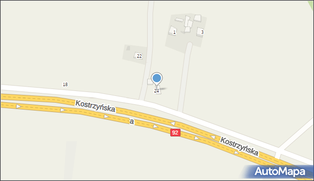 Siedlec, Kostrzyńska, 24, mapa Siedlec