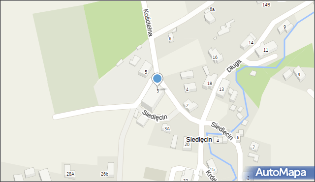 Siedlęcin, Kościelna, 3, mapa Siedlęcin