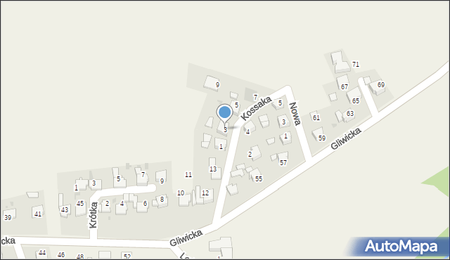 Siedliska, Kossaka Wojciecha, 3, mapa Siedliska