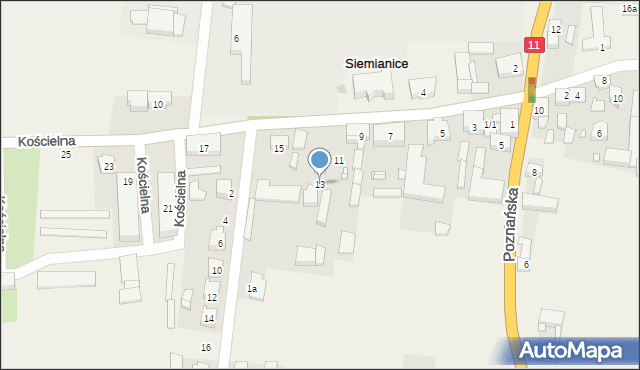 Siemianice, Kościelna, 13, mapa Siemianice
