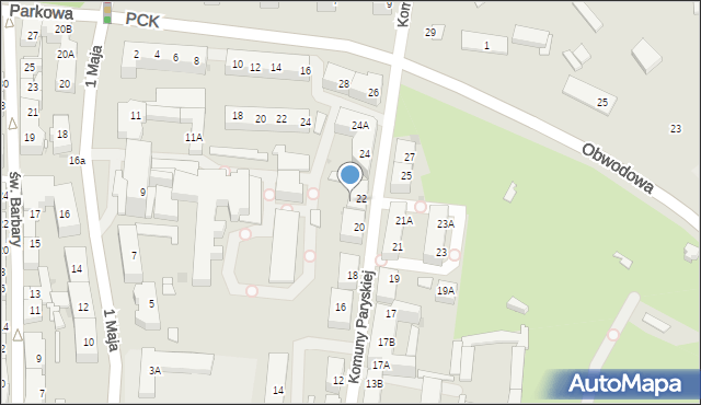 Siemianowice Śląskie, Komuny Paryskiej, 22A, mapa Siemianowice Śląskie