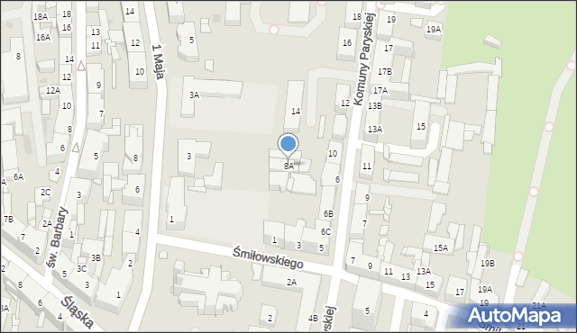 Siemianowice Śląskie, Komuny Paryskiej, 8A, mapa Siemianowice Śląskie