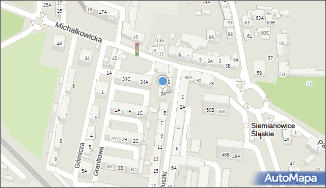 Siemianowice Śląskie, Kościuszki Tadeusza, gen., 3A, mapa Siemianowice Śląskie