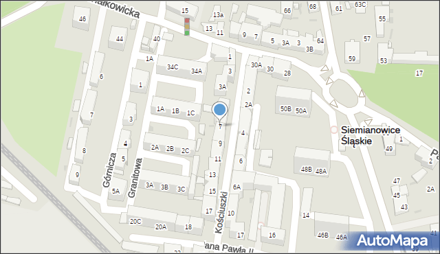 Siemianowice Śląskie, Kościuszki Tadeusza, gen., 7, mapa Siemianowice Śląskie