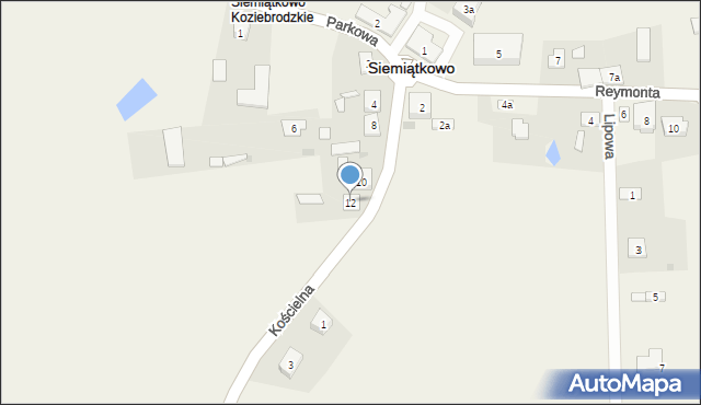 Siemiątkowo, Kościelna, 12, mapa Siemiątkowo