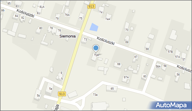 Siemonia, Kościuszki Tadeusza, gen., 71A, mapa Siemonia