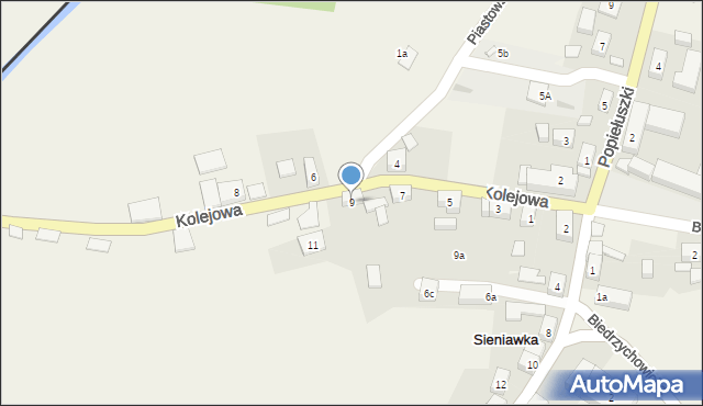 Sieniawka, Kolejowa, 9, mapa Sieniawka