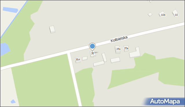 Siennica, Kołbielska, 36, mapa Siennica