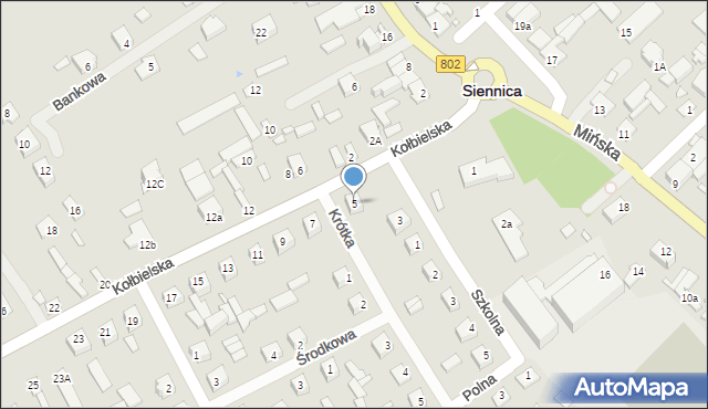 Siennica, Kołbielska, 5, mapa Siennica