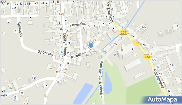 Sieraków, Kowalska, 1b, mapa Sieraków