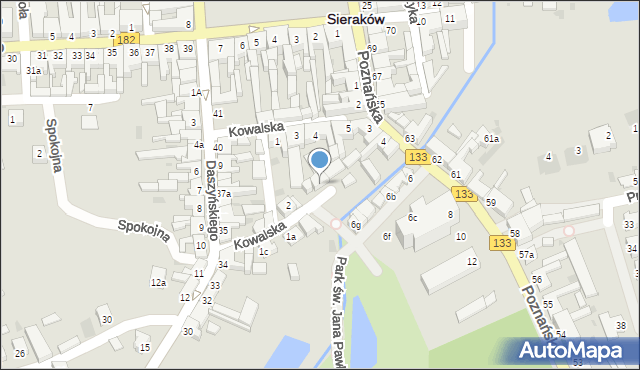 Sieraków, Kowalska, 3b, mapa Sieraków