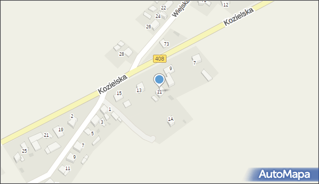 Sierakowice, Kozielska, 11, mapa Sierakowice