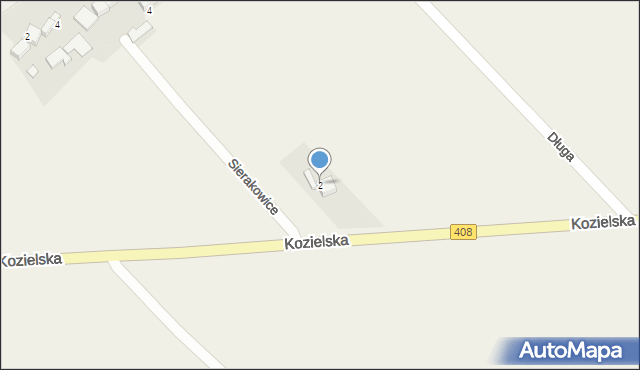 Sierakowice, Kozielska, 2, mapa Sierakowice