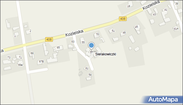 Sierakowice, Kozielska, 57, mapa Sierakowice