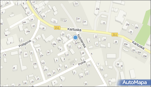 Sierakowice, Kościerska, 14, mapa Sierakowice