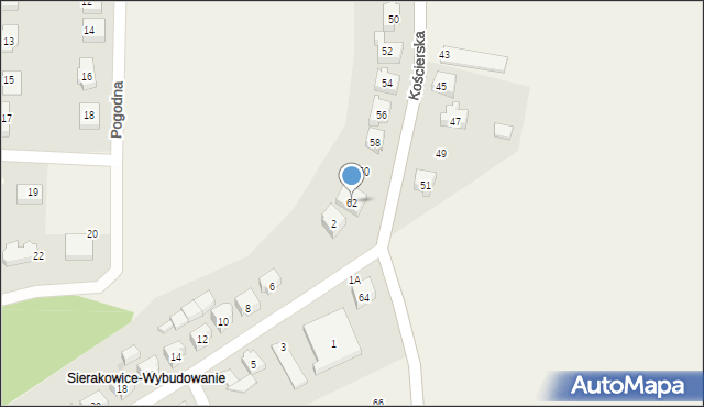 Sierakowice, Kościerska, 62, mapa Sierakowice