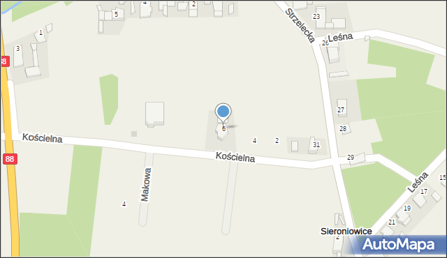 Sieroniowice, Kościelna, 6, mapa Sieroniowice