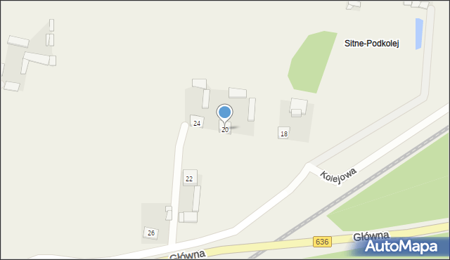 Sitne, Kolejowa, 20, mapa Sitne