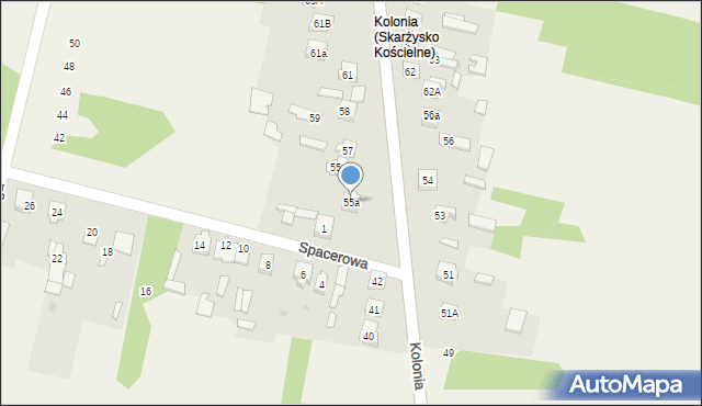 Skarżysko Kościelne, Kolonia, 55a, mapa Skarżysko Kościelne