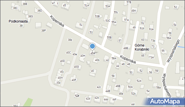 Skawina, Kopernika Mikołaja, 40A, mapa Skawina