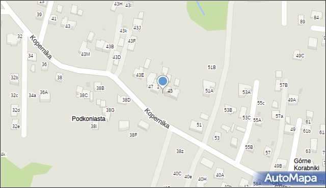 Skawina, Kopernika Mikołaja, 45b, mapa Skawina