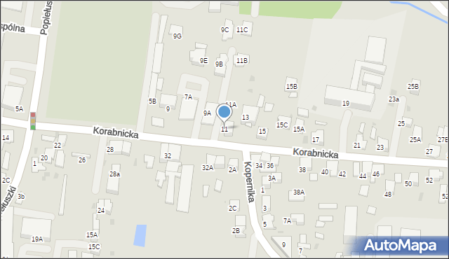 Skawina, Korabnicka, 11, mapa Skawina