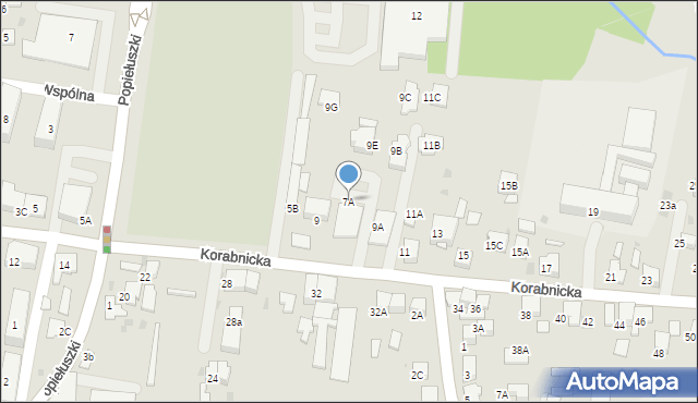 Skawina, Korabnicka, 7A, mapa Skawina