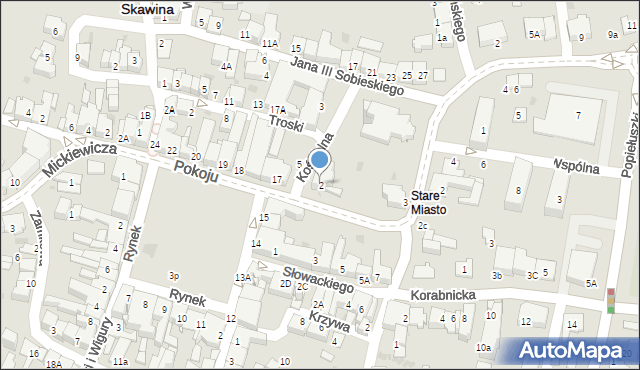 Skawina, Kościelna, 2, mapa Skawina