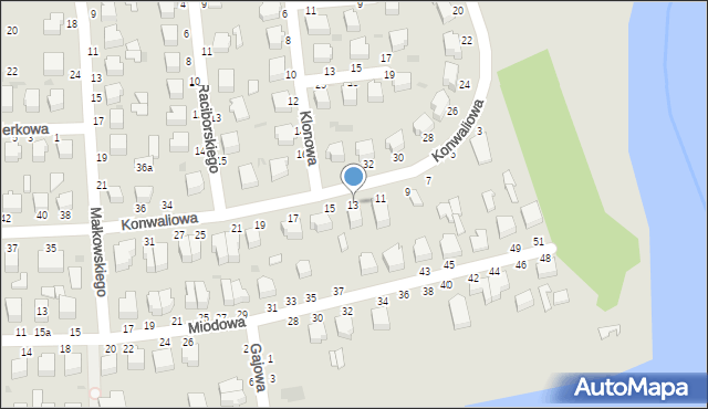 Skierniewice, Konwaliowa, 13, mapa Skierniewic