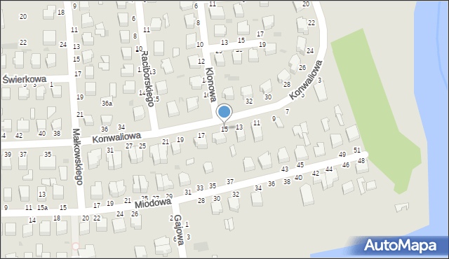 Skierniewice, Konwaliowa, 15, mapa Skierniewic