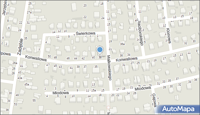 Skierniewice, Konwaliowa, 38, mapa Skierniewic