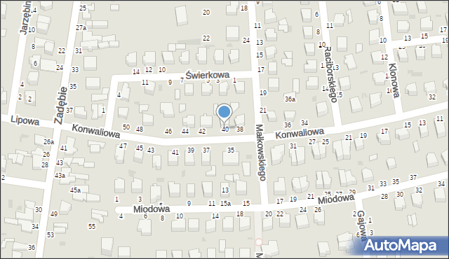Skierniewice, Konwaliowa, 40, mapa Skierniewic