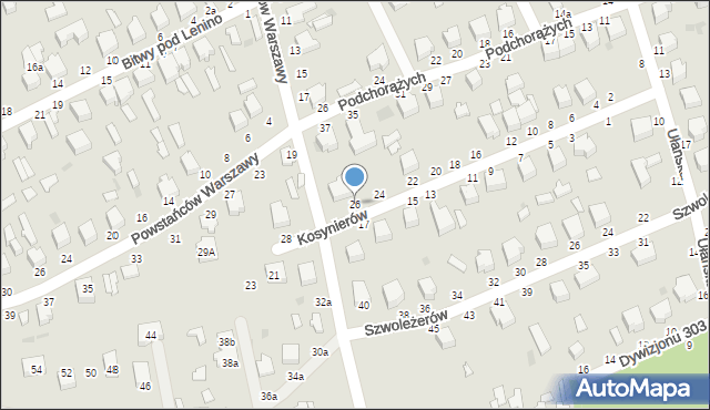 Skierniewice, Kosynierów, 26, mapa Skierniewic