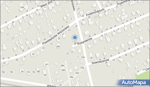 Skierniewice, Kosynierów, 28, mapa Skierniewic
