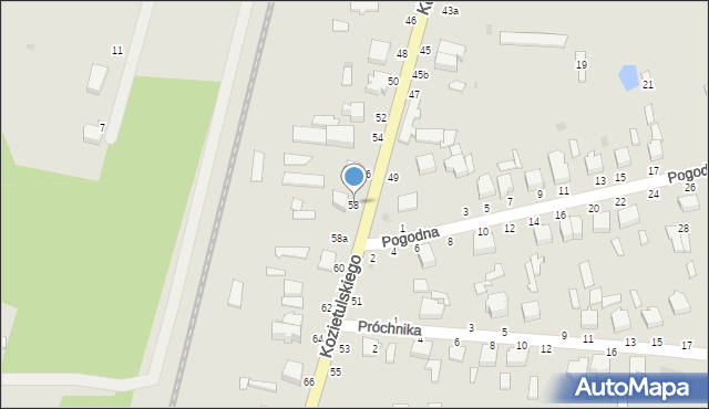 Skierniewice, Kozietulskiego Jana Leona, płk., 58, mapa Skierniewic