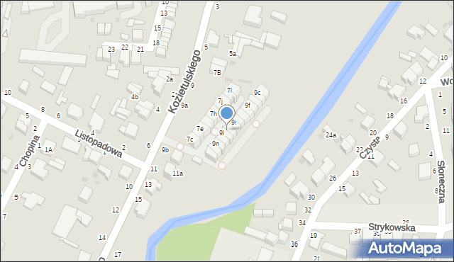 Skierniewice, Kozietulskiego Jana Leona, płk., 9k, mapa Skierniewic