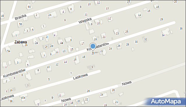 Skoczów, Kombatantów, 20, mapa Skoczów