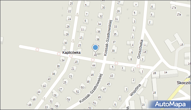 Skoczów, Kossak-Szatkowskiej Zofii, 42, mapa Skoczów