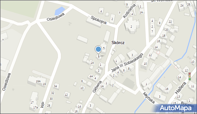 Skórcz, Kościelna, 3, mapa Skórcz