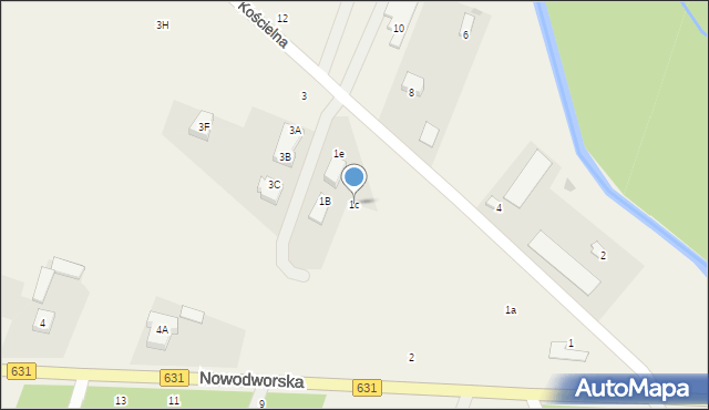 Skrzeszew, Kościelna, 1c, mapa Skrzeszew