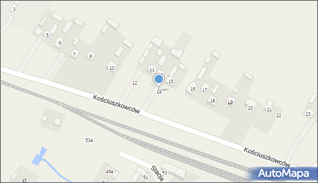 Skrzyńsko, Kościuszkowców, 14, mapa Skrzyńsko