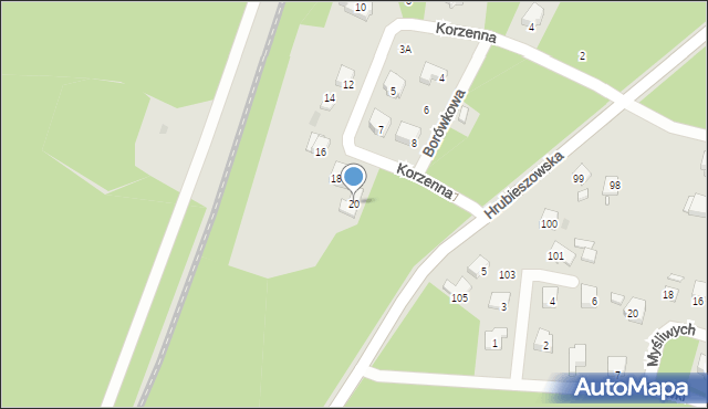 Sławków, Korzenna, 20, mapa Sławków