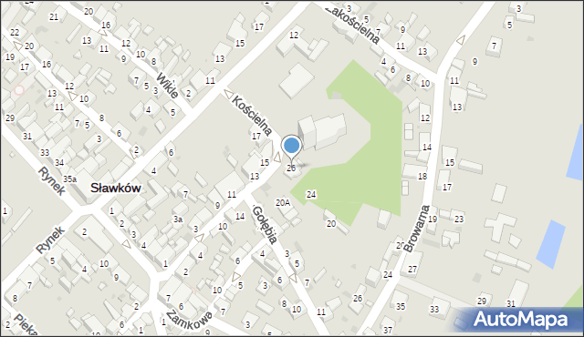 Sławków, Kościelna, 26, mapa Sławków