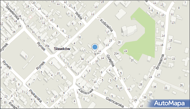Sławków, Kościelna, 9, mapa Sławków
