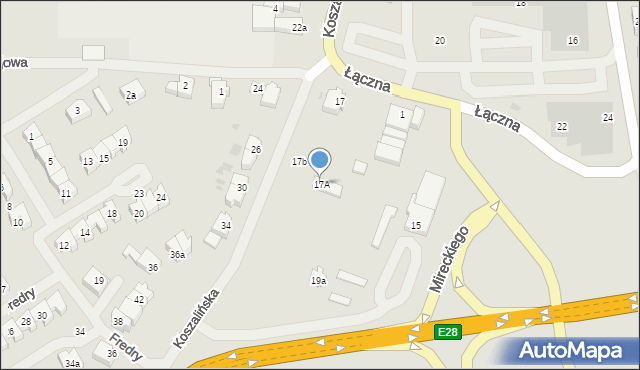 Sławno, Koszalińska, 17A, mapa Sławno