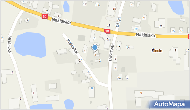 Ślesin, Kościelna, 3, mapa Ślesin