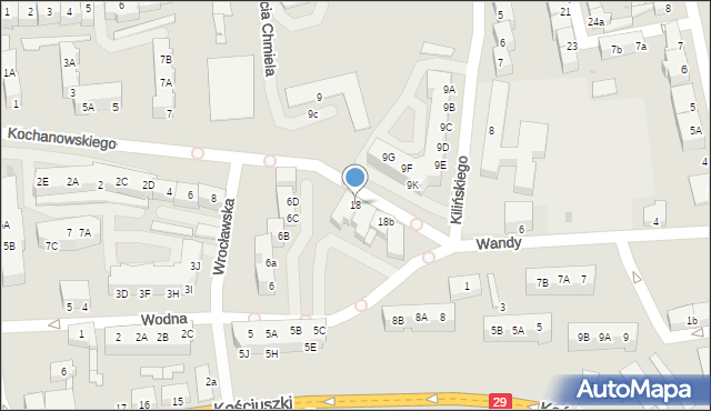 Słubice, Kochanowskiego Jana, 18, mapa Słubice